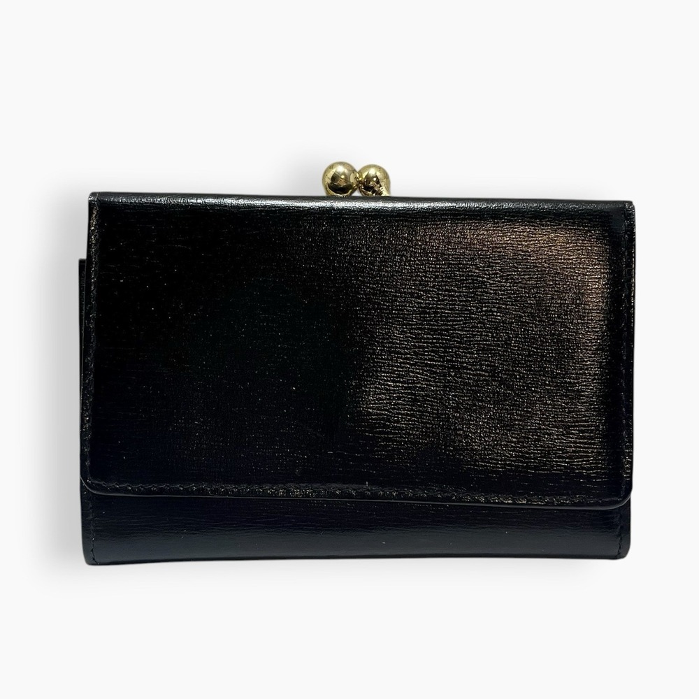 Vintage Winkelman's Wallet Black Leather West Germany Kisslock Coin Purse Red